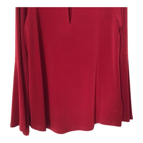 Michael Michael Kors Top Size M Burgundy Red Long Bell Sleeves Keyhole Neckline - Picture 3 of 10
